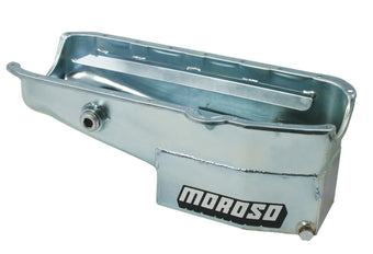 compare product Moroso Pre-80 Chevrolet Small Block (w/1in Inspection Bung) Wet Sump 7qt 7.5in Steel Oil Pan