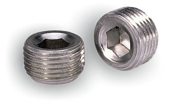compare product Moroso Pipe Plugs - 3/8in NPT Thread - 3/8in Hex Socket Drive - Aluminum - 2 Pack
