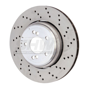compare product SHW 08-13 BMW M3 4.0L Right Rear Cross-Drilled Lightweight Brake Rotor (34212283804)
