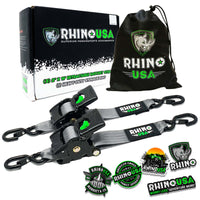 Rhino USA Retractable Ratchet Straps (2Pk 2Inx10Ft) Gray - My Store