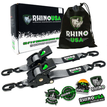 compare product Rhino USA Retractable Ratchet Straps (2Pk 2Inx10Ft) Gray