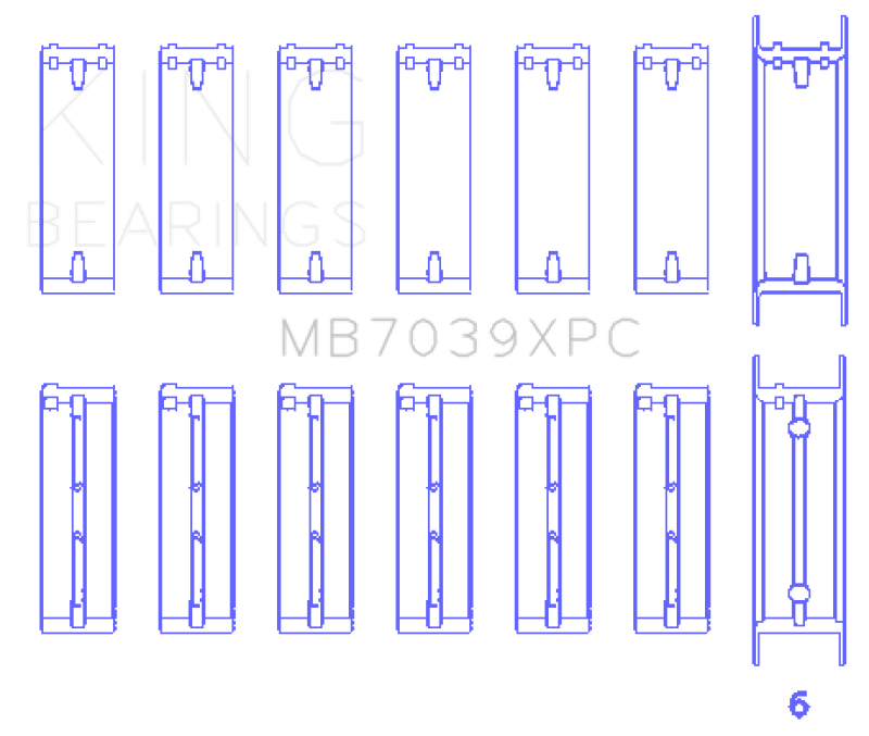 King BMW M20/M50 2.0L/2.5L/2.7L Crankshaft Main Bearings Set (Size .025) - 7 Pairs Coated - My Store