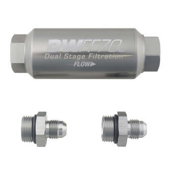 compare product DeatschWerks 6AN 10 Micron 70mm Compact In-Line Fuel Filter Kit