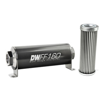 compare product DeatschWerks Stainless Steel 5 Micron Universal Inline Fuel Filter Housing Kit (160mm)