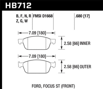 compare product Hawk 13-14 Ford Focus 2.0L ST Front ER-1 Brake Pads