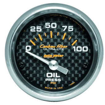 compare product Autometer Carbon Fiber 52mm 100 PSI Electronic Oil Pressure Gauge