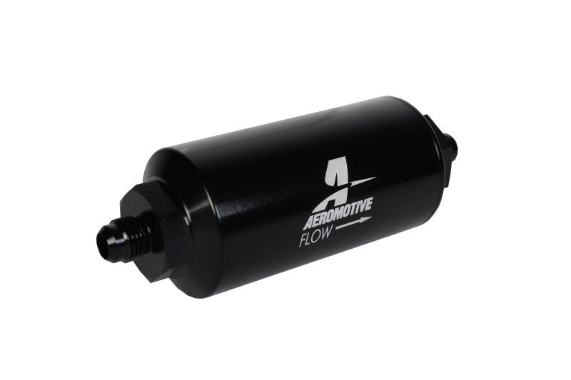 Aeromotive In - Line Filter - (AN - 6 Male) 10 Micron Fabric Element Bright Dip Black Finish - My Store