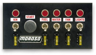 compare product Moroso Toggle Switch Panel - Drag Race - 4in x 7.75in - Five On/Off Switches