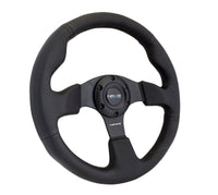 NRG Reinforced Steering Wheel (320mm) Black Leather w/Black Stitching - My Store