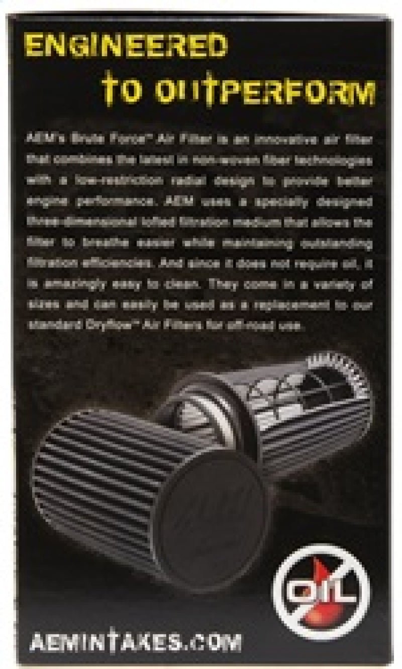 AEM Dryflow Conical Air Filter 2.75in Flange ID / 6in Base OD / 5.125in Top OD / 9.125in Height - My Store