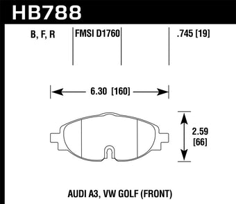 compare product Hawk 15-17 VW Golf / Audi A3/A3 Quattro Performance Ceramic Street Front Brake Pads