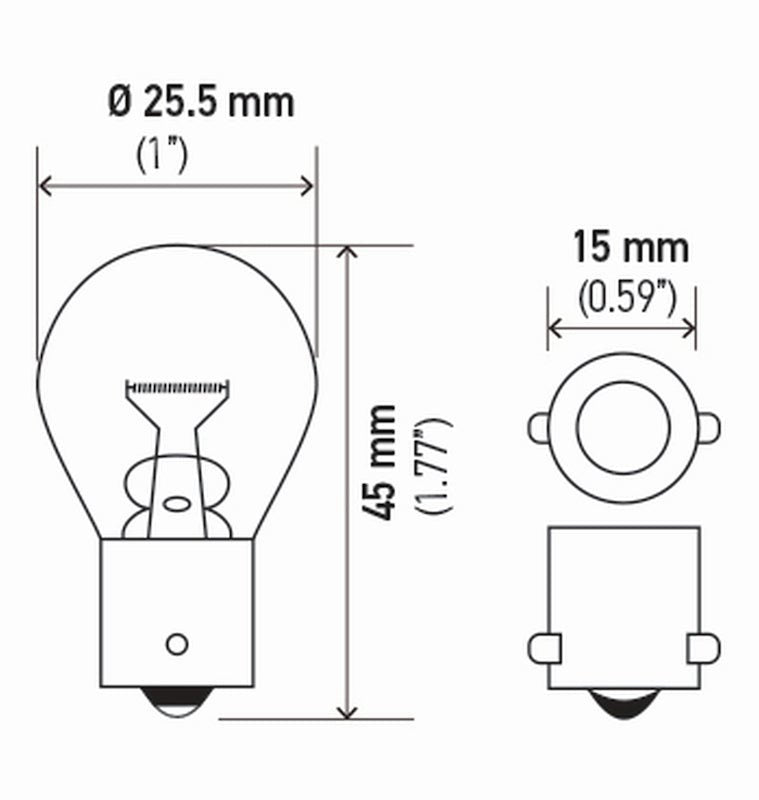 Hella Bulb 1141 12V 18W Ba15S S8 (2) - My Store