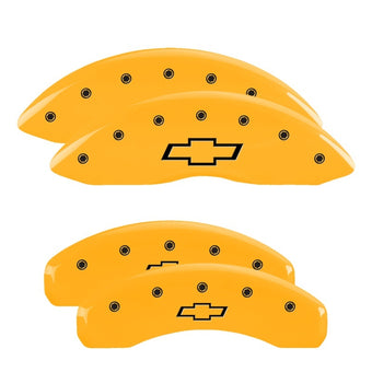 compare product MGP 4 Caliper Covers Engraved Front & Rear Bowtie Yellow finish black ch