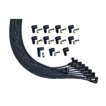 compare product Moroso Universal V8 90 Deg Plug Unsleeved 90 Non-HEI Ultra Spark Plug Wire Set - Black