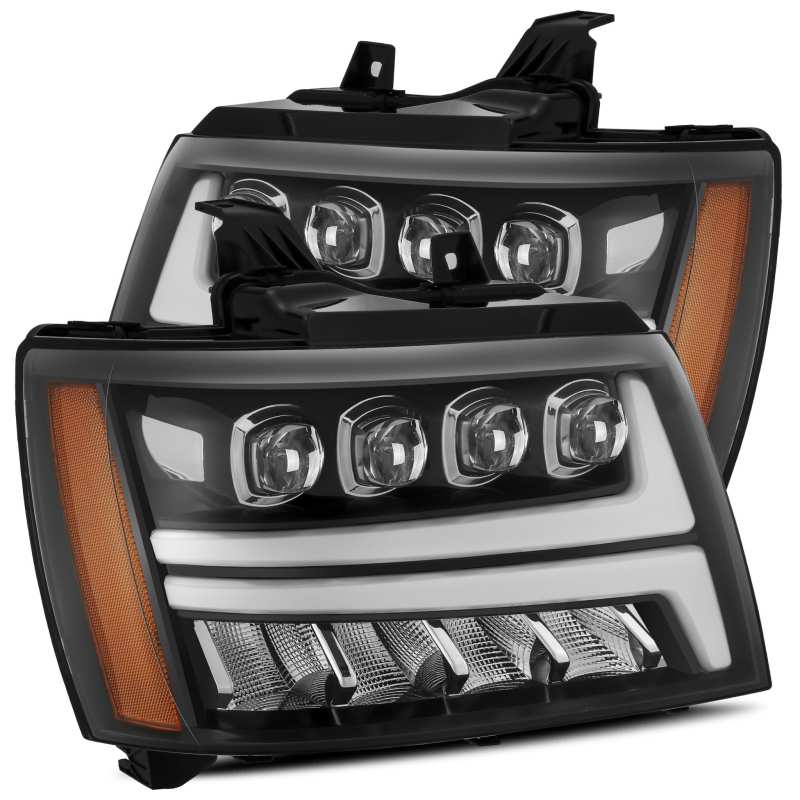 AlphaRex 07 - 13 Chevy Avalanche NOVA LED Proj Headlights Plank Style Gloss Black w/Activ Light/DRL - My Store