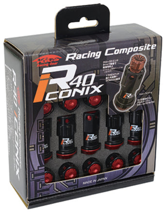 compare product Project Kics 16+4 Locks Black R40 Iconix w/ Plastic Cap (Red) - 14x1.50