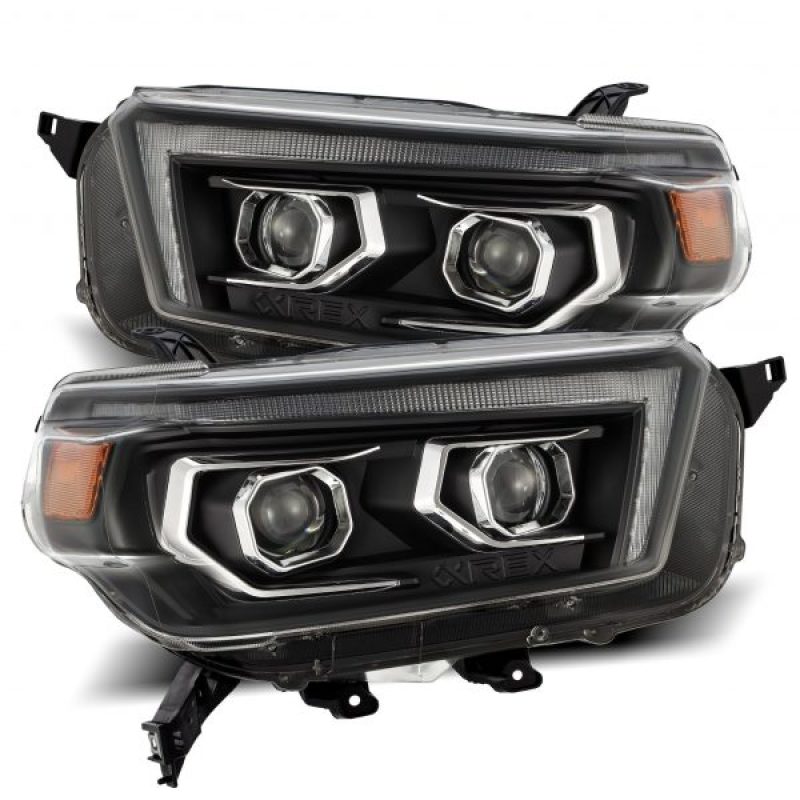 AlphaRex 10 - 13 Toyota 4Runner LUXX LED Proj Headlights Plank Style Black w/Seq Signal/DRL - My Store