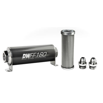 compare product DeatschWerks Stainless Steel 8AN 5 Micron Universal Inline Fuel Filter Housing Kit (160mm)