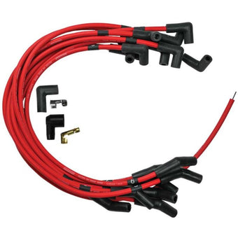 compare product Moroso Ford 289-302 Ignition Wire Set - Ultra 40 - Unsleeved - HEI - Under Header - Red