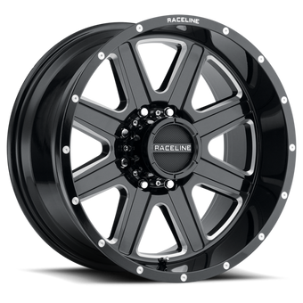 compare product Raceline 940M Hostage 16x8in / 5x139.7 BP / 0mm Offset / 106.5mm Bore - Black & Milled Wheel