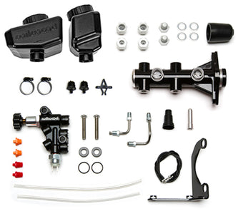 compare product Wilwood Remote Tandem M/C Kit w/Bracket and Valve - 1.12in Bore Black
