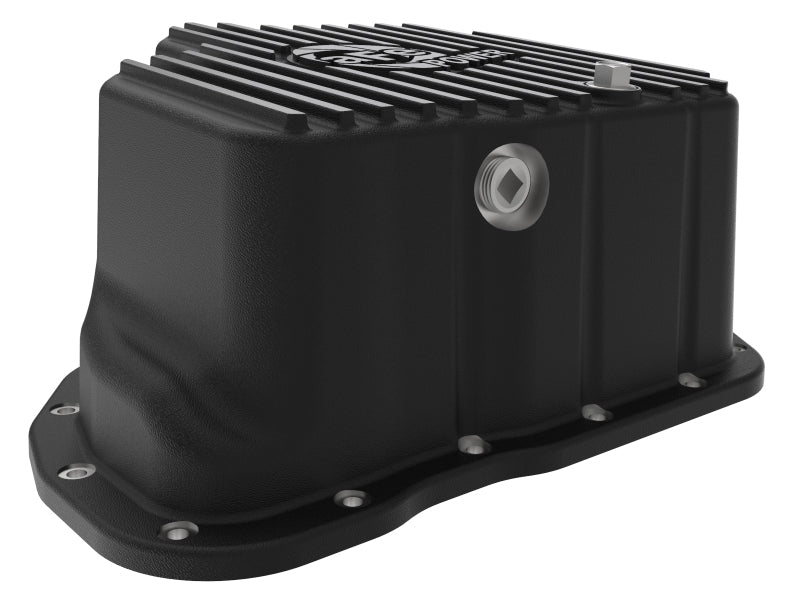 aFe 011 - 16 GM Diesel Trucks V8 - 6.6L LML Engine Oil Pan Black POWER Pro Series w/ Machined Fins - My Store