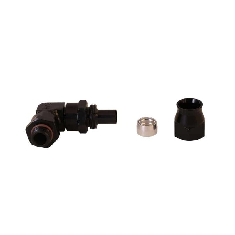 Aeromotive PTFE Hose End - AN - 06 to AN - 08 Hose - 90 Deg - Black Anodized - My Store