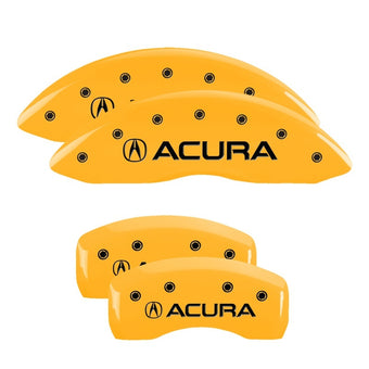 compare product MGP 4 Caliper Covers Engraved Front & Rear Acura Yellow Finish Black Char 2008 Acura TL