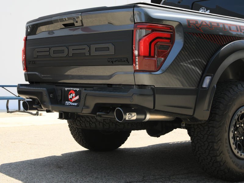 aFe 21 - 24 Ford F - 150 Vulcan Series 3 IN to 3 - 1/2 IN Stainless Steel Cat - Back Exhaust System - Black - My Store
