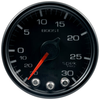 compare product Autometer Spek-Pro Gauge Vac/Boost 2 1/16in 30Inhg-30psi Stepper Motor W/Peak & Warn Black/Black