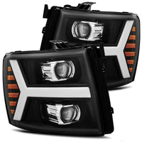 AlphaRex 07 - 13 Chevy 1500HD PRO - Series Proj Headlight Plank Style Matte Blk w/Activ Light/Seq Signal - My Store