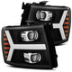 AlphaRex 07 - 13 Chevy 1500HD PRO - Series Proj Headlight Plank Style Matte Blk w/Activ Light/Seq Signal - My Store