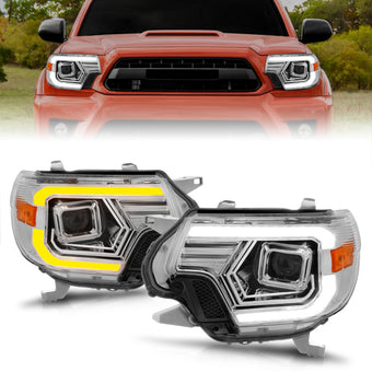 compare product ANZO 12-15 Toyota Tacoma Projector Headlights - w/ Light Bar Switchback Chrome Housing