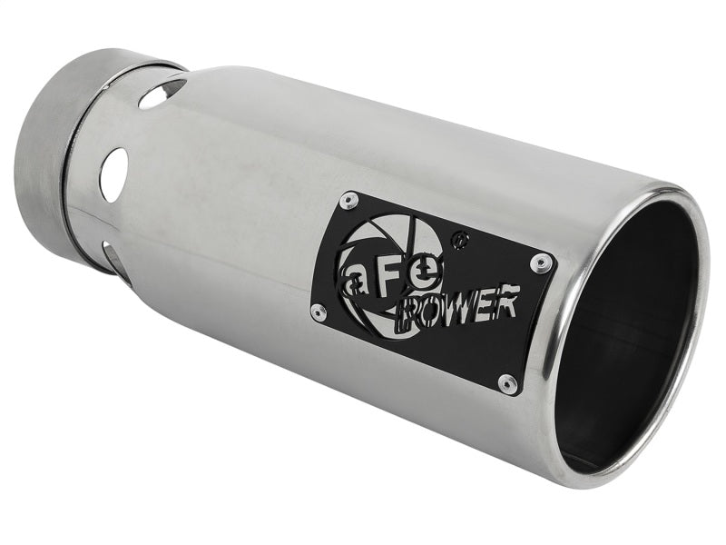 aFe SATURN 4S 4in SS Intercooled Exhaust Tip - Polished 4in In x 5in Out x 12in L Bolt - On - My Store