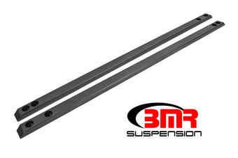 compare product BMR 15-17 S550 Mustang Super Low Profile Chassis Jacking Rails - Black Hammertone