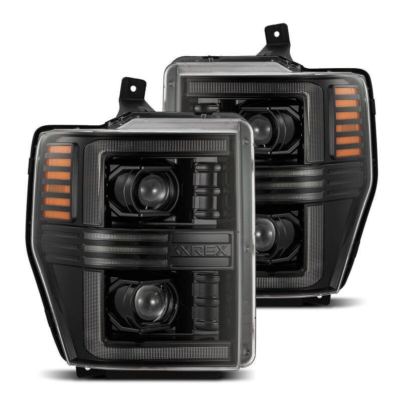 AlphaRex 08 - 10 Ford F250 - 550 PRO - Series Projector headlights Alpha - Black w/Activ Light/Seq Signal - My Store