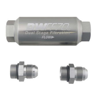 compare product DeatschWerks 8AN 10 Micron 70mm Compact In-Line Fuel Filter Kit