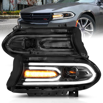 compare product ANZO 2015-2018 Dodge Charger Projector Headlights Plank Style Black
