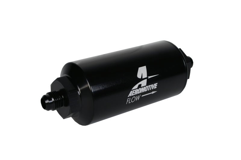 Aeromotive In - Line Filter - (AN - 6 Male) 10 Micron Fabric Element Bright Dip Black Finish - My Store