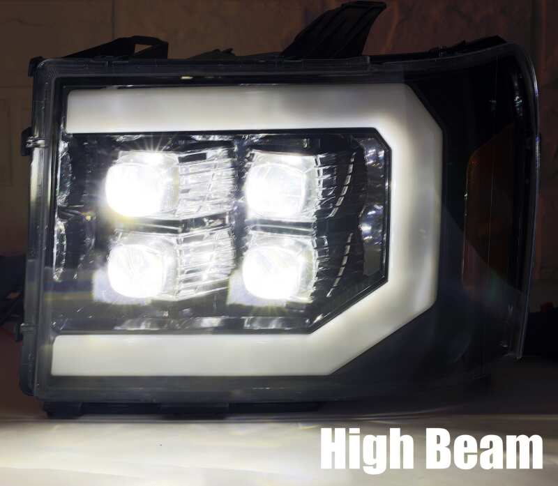 AlphaRex 07 - 13 GMC 1500HD NOVA LED Proj Headlight Plank Style Gloss Blk w/Activ Light/Seq Signal/DRL - My Store