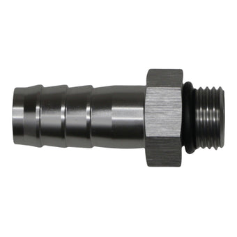 compare product DeatschWerks 6AN ORB Male to 1/2in Male Triple Barb Fitting (Incl O-Ring) - Anodized DW Titanium
