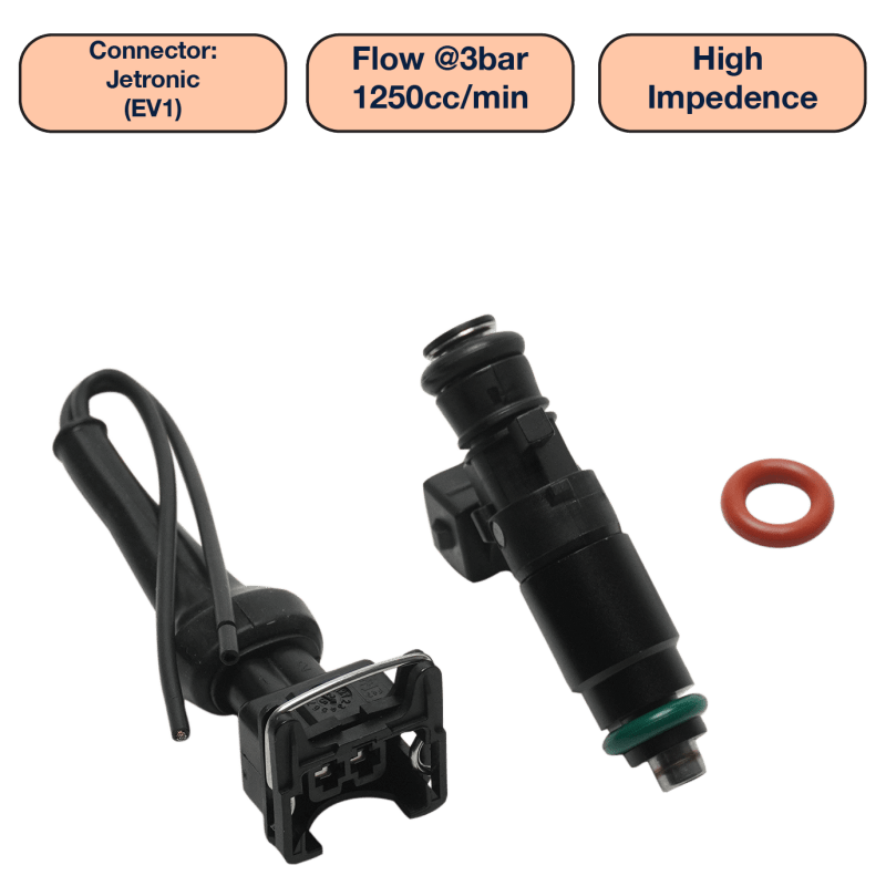 DeatschWerks Universal 1250cc Single Fuel Injector / 48mm Length / 14mm O - Ring Seals - My Store