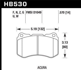 compare product Hawk 04-08 Acura TL HPS 5.0 Front Brake Pads