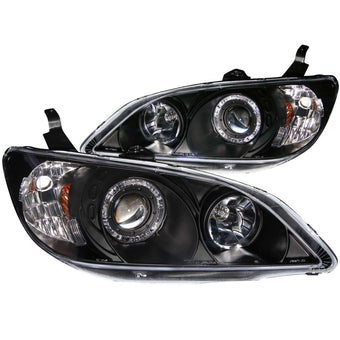 compare product ANZO 2004-2005 Honda Civic Projector Headlights w/ Halo Black