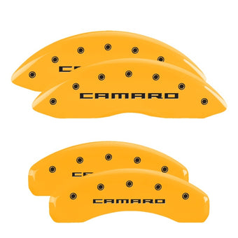 compare product MGP 4 Caliper Covers Engraved Front & Rear Gen 5/Camaro Yellow finish black ch