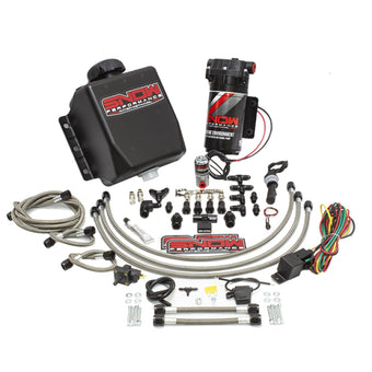 compare product Snow Performance Stage 1 Water Injection Stainless Steel Braided Line Quad Nozzle Kit