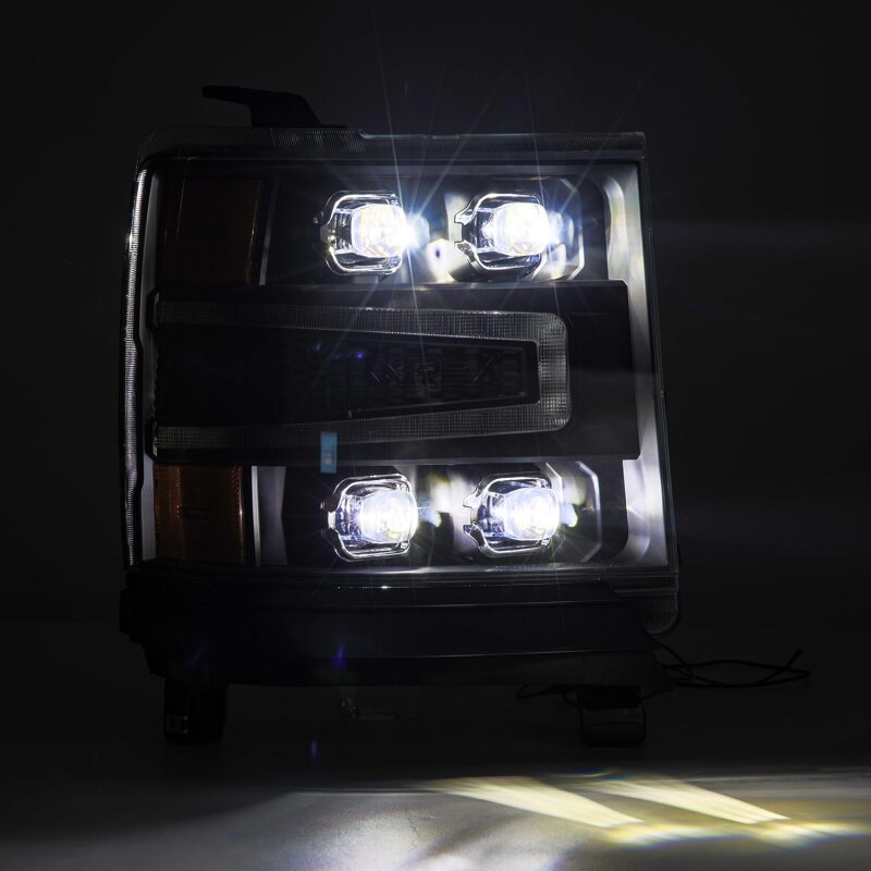 AlphaRex 16 - 18 Chevy 1500HD NOVA - Series LED Proj Headlights BK w/Actv Lgt/SeqSig & DRL (Req 810023) - My Store