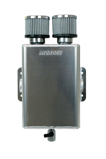 compare product Moroso Breather Tank/Catch Can -16An Female Inlet - One on Each Side - Two Breathers - Aluminum