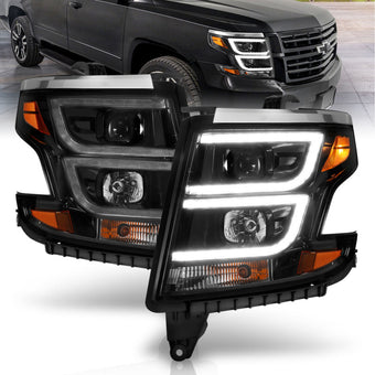 compare product ANZO 2015-2020 Chevy Tahoe Projector Headlights Plank Style Black w/DRL