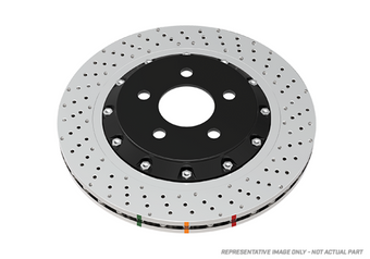 compare product DBA 17-20 Honda Civic Type R Front 5000 Series Cross Drilled Rotor w/Black Hat